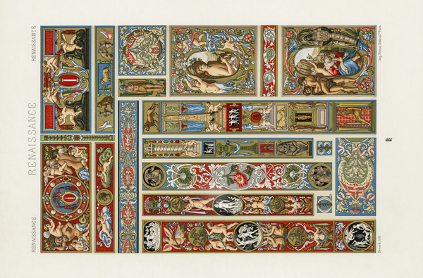 Renaissance pattern. 1888 edition Lornement Polychrome by Albert Racine 1825–1893. Print