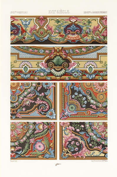 18th Century pattern. 1888 edition Lornement Polychrome by Albert Racine 1825–1893. Print