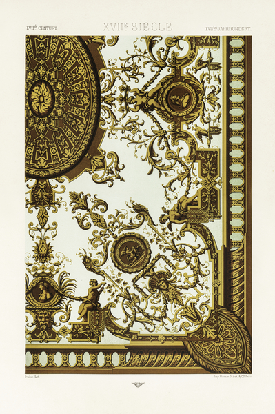17th Century pattern. 1888 edition Lornement Polychrome by Albert Racine 1825–1893. Print