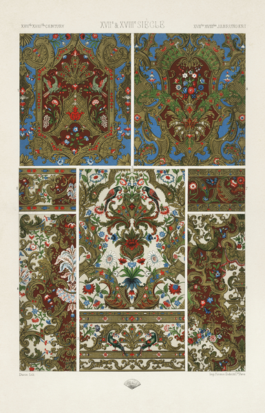 17th and 18th Century pattern. 1888 edition Lornement Polychrome by Albert Racine 1825–1893. Print
