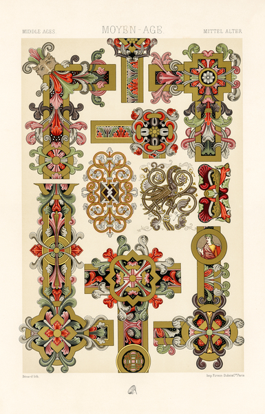 Middle-Ages pattern. 1888 edition Lornement Polychrome by Albert Racine 1825–1893. Print