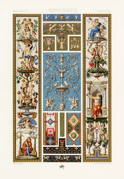Renaissance pattern. 1888 edition Lornement Polychrome by Albert Racine 1825–1893. Print