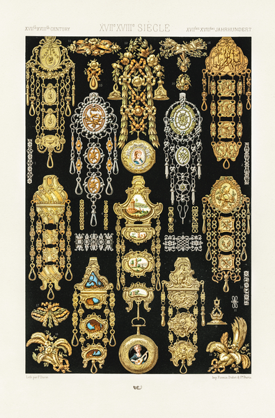 17th and 18th Century pattern Lornement Polychrome 1888 by Albert Racinet 1825–1893. 1888 edition.  Print