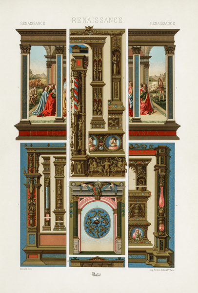 Renaissance pattern. 1888 edition Lornement Polychrome by Albert Racine 1825–1893. Print