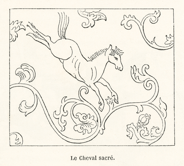 Sacred horse illustration. 1888 edition Lornement Polychrome by Albert Racine 1825–1893. Print