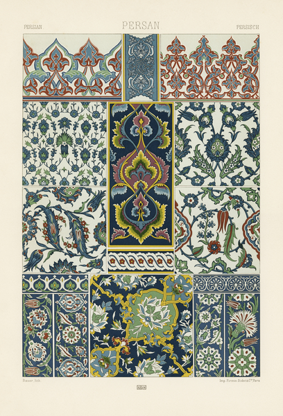18th Century pattern. 1888 edition Lornement Polychrome by Albert Racine 1825–1893. Print