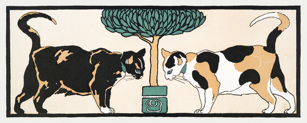 Cats under a tree 1898 by Edward Penfield. Print