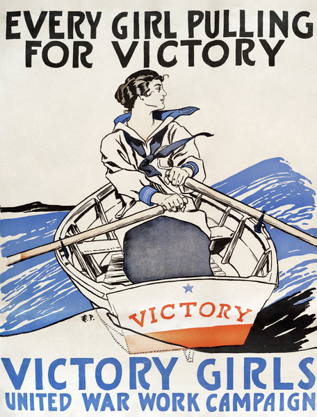 Every Girl Pulling for Victory Victory Girls United War Work Campaign 1918 by Edward Penfield Print