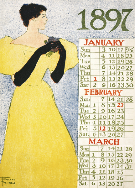 Calendar 1897 1896 by Edward Penfield Print