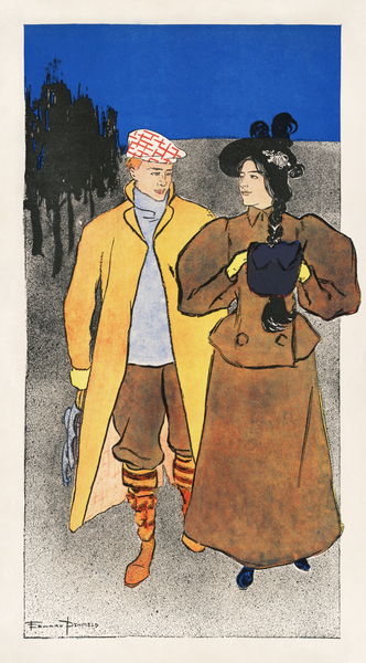 Man walking with woman 1896 by Edward Penfield Print