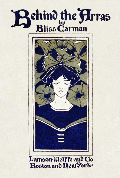 Behind the Arras 1895 vintage poster of a woman by Ethel Reed.  Print
