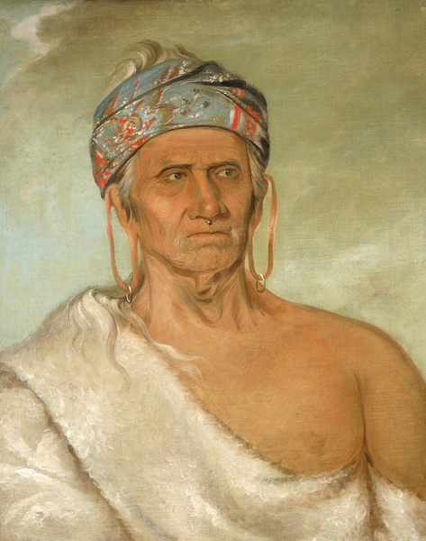Lay-láw-she-kaw Goes Up the River an Aged Chief 1830 Print