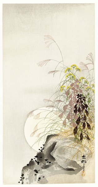 Grass and full moon 1900 - 1936 by Ohara Koson 1877-1945. Print