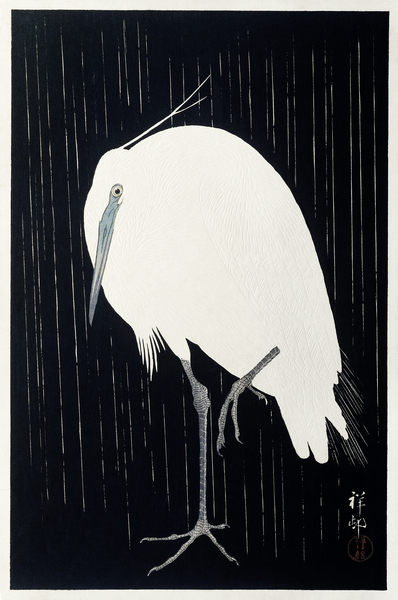 Egret in the rain 1925 - 1936 by Ohara Koson 1877-1945. Print