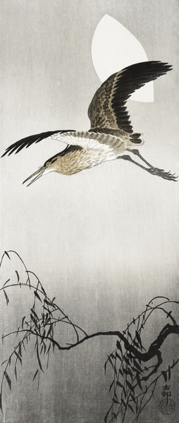 Heron and moon 1900 - 1910 by Ohara Koson 1877-1945. Print