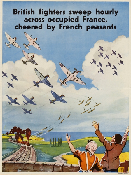 British Fighters Sweep Hourly Across Occupied France Cheered by French Peasants Print