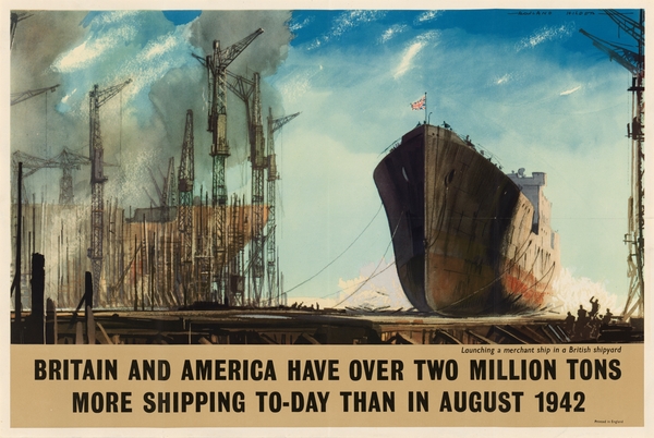 Britain and America Have Over Two Million Tons More Shipping Today Than in August 1942 Print