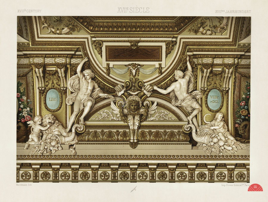 17th Century pattern. 1888 edition Lornement Polychrome by Albert Racine 1825–1893.  Print