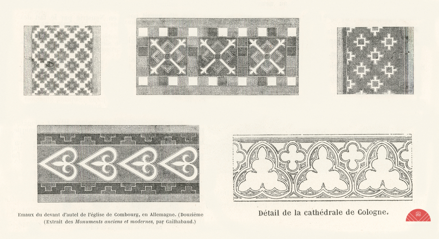 12nd-century designs. 1888 edition Lornement Polychrome by Albert Racine 1825–1893.  Print
