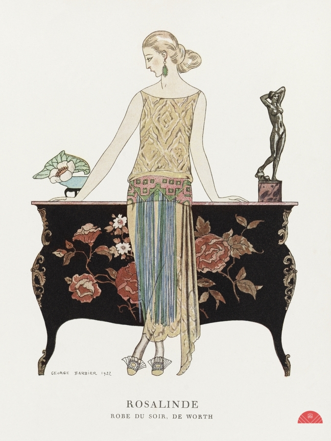 Rosalinde: Robe du soir 1922 fashion illustration  by George Barbier.   Print