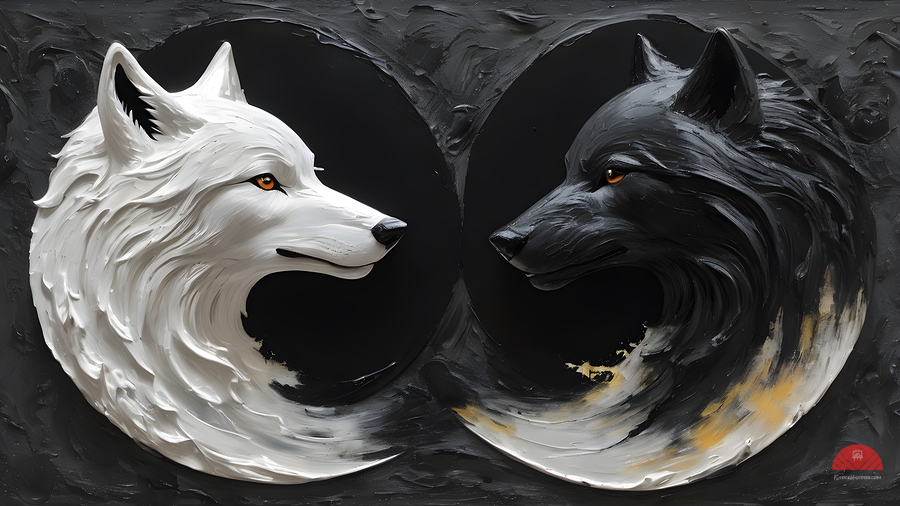 White Wolf Black Wolf By ISHISH  Print