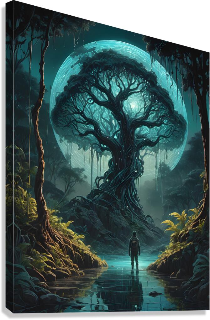 Allien World At Night By ISHISH Canvas Print