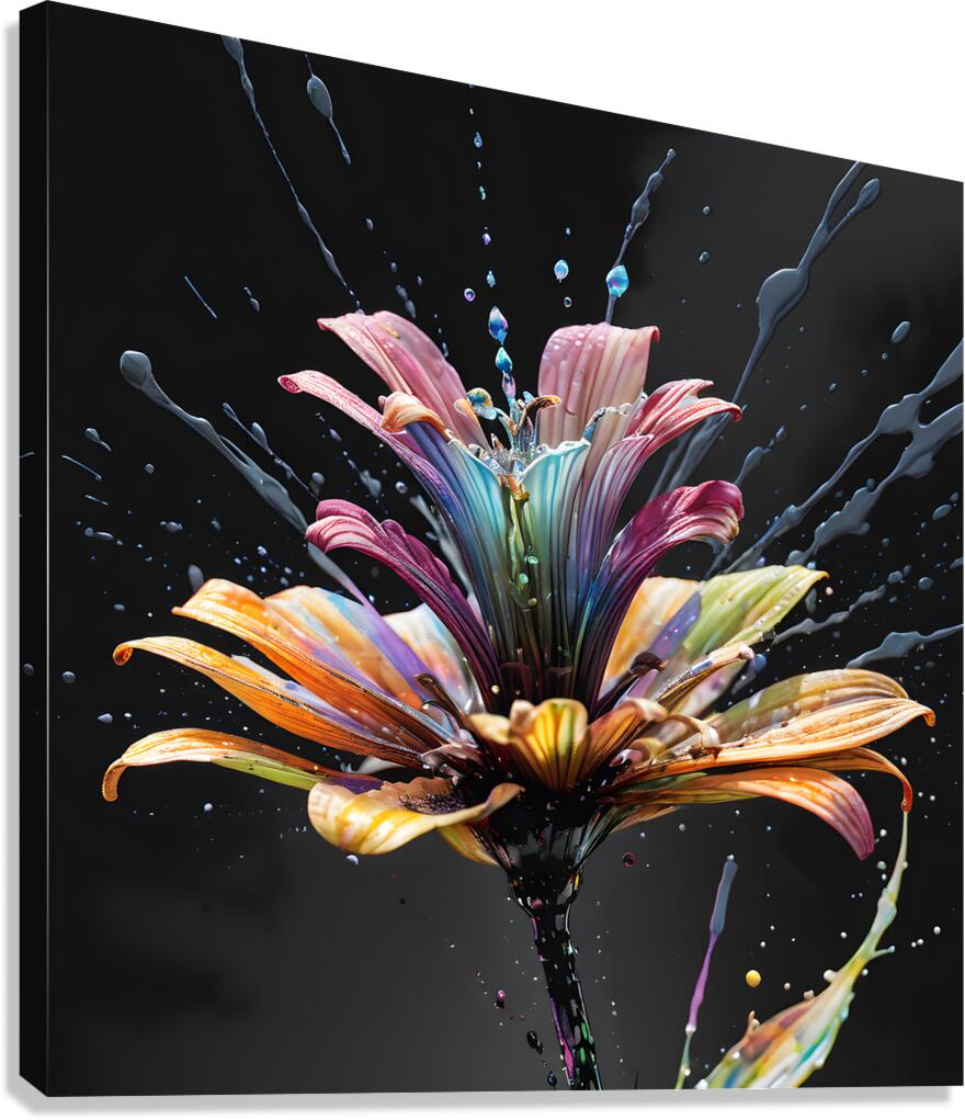 Zebra Stripe Splash Flower By ISHISH Canvas Print