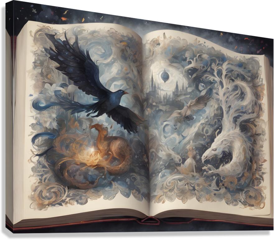 Fabled Bird Book By ISHISH Canvas Print