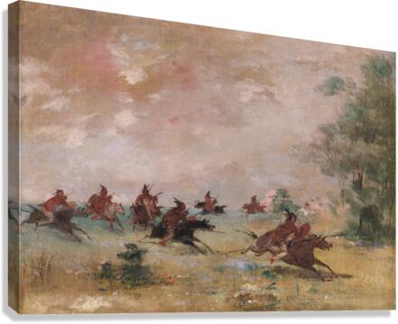 Comanche War Party Mounted On Wild Horses 1834-1837 Canvas Print
