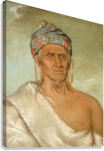 Lay-láw-she-kaw Goes Up the River an Aged Chief 1830 Canvas Print