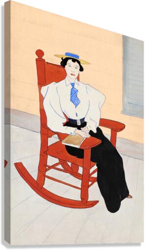 Young Woman Seated in a Red Rocking Chair ca. 1895-1900 by Edward Penfield Canvas Print