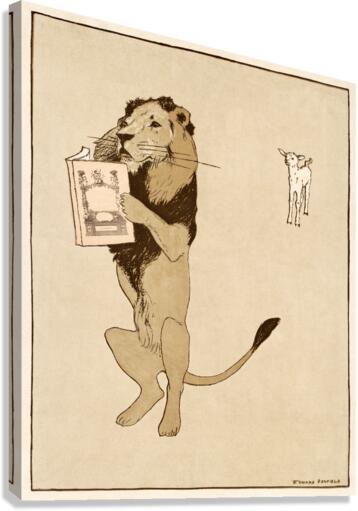 Lion and a book 1894 by Edward Penfield Canvas Print