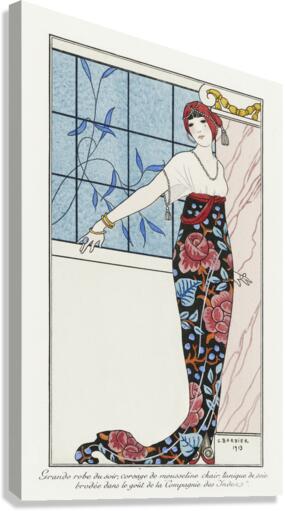 Costumes Parisiens: Grande robe du soir from Journal des Dames et des Modes 1913 fashion illustration  by George Barbier.  Canvas Print