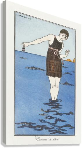 Costumes Parisiens: Grande robe du soir from Journal des Dames et des Modes 1913 fashion illustration  by George Barbier.  Canvas Print