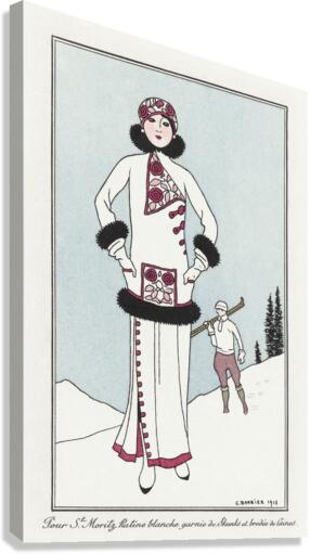 Costumes Parisiens No. 51: Pour St. Moritz from Journal des Dames et des Modes 1913 fashion illustration  by George Barbier.  Canvas Print