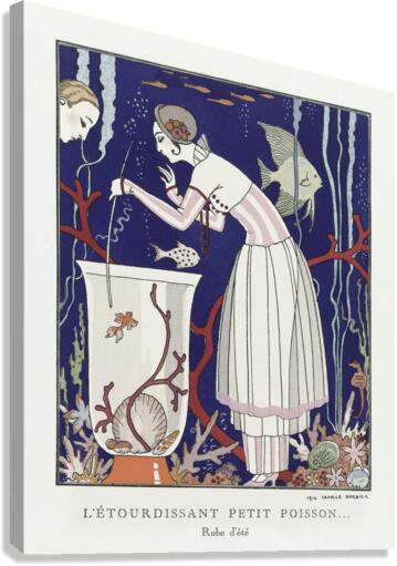 Llétourdissant petit poisson: robe dététeacute 1914 fashion illustration  by George Barbier.  Canvas Print