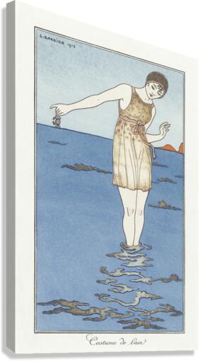 Costumes Parisiens: Costume de bain 1913 fashion illustration  by George Barbier.  Canvas Print