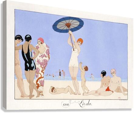 Au Lido Plate no.14 1920 fashion illustration by George Barbier. Canvas Print