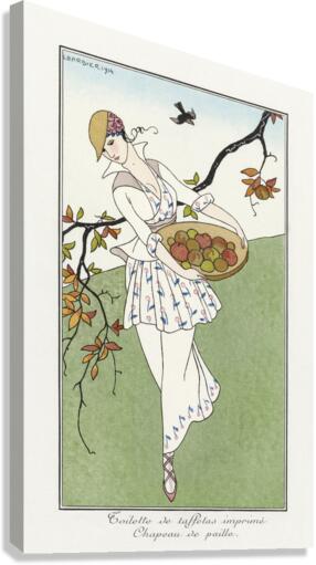 Costumes Parisiens: Toilettes de taffetas 1914 fashion illustration  by George Barbier.  Canvas Print