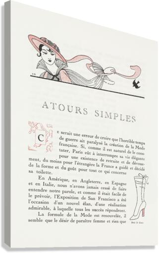 Autours Simples 1915 fashion illustration  by George Barbier.  Canvas Print