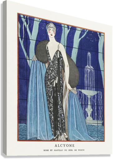 Alcyone / Robe et manteau du soir de Worth 1923 fashion illustration  by George Barbier.  Canvas Print