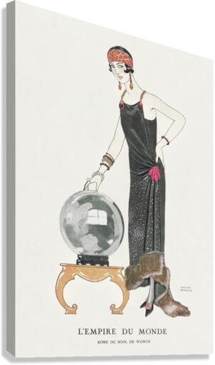 LEmpire du monde: Robe du soir de Worth from Gazette du Bon Ton. Art- Modes & Frivolit&eacutes No. 6 1924 fashion illustration  by George Barbier.  Canvas Print