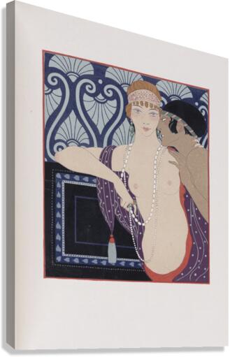 Les Trois Beautes de Mnasidika 1922 fashion illustration  by George Barbier. Canvas Print