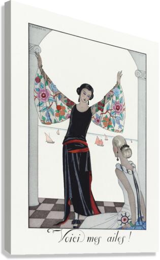 Voici mes ailes! 1923 fashion illustration  by George Barbier.  Canvas Print
