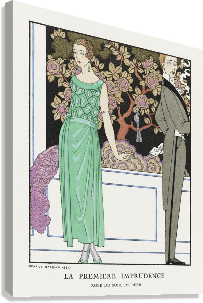 La premiere imprudence: Robe du soir de Beer 1921 fashion illustration  by George Barbier.  Canvas Print