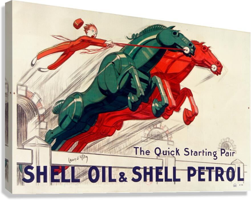 The Quick-starting pair Shell oil and Shell petrol 1930 by Jean dYlen Poster Canvas Print