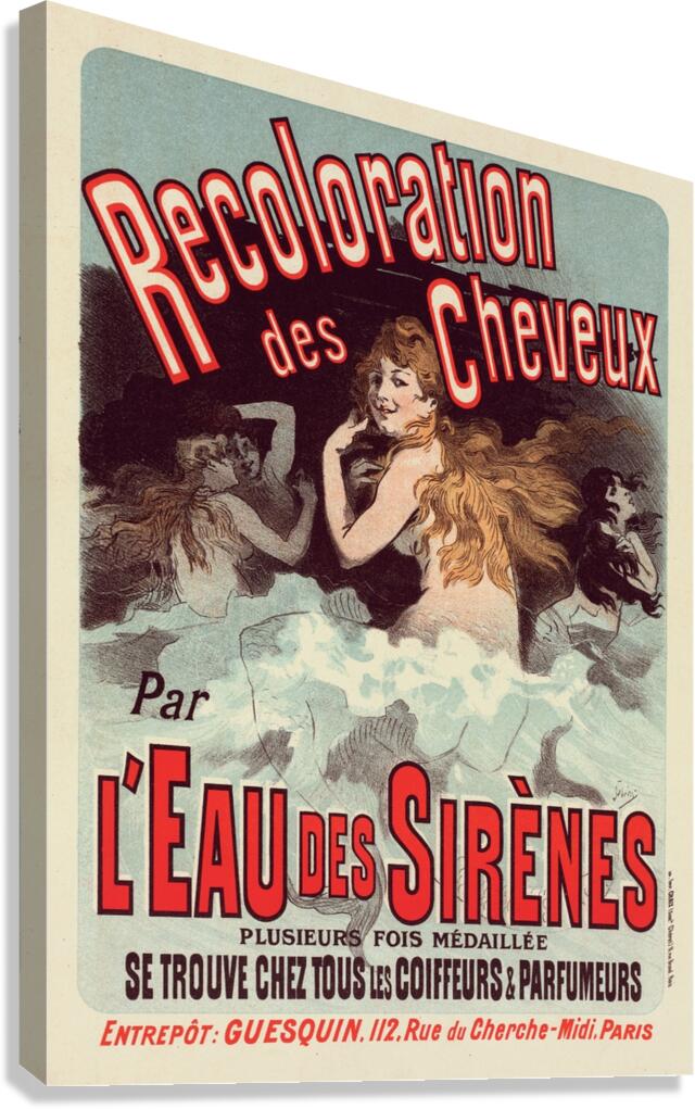 Eau De Sirènes 1900 Poster by Jules Chéret Canvas Print