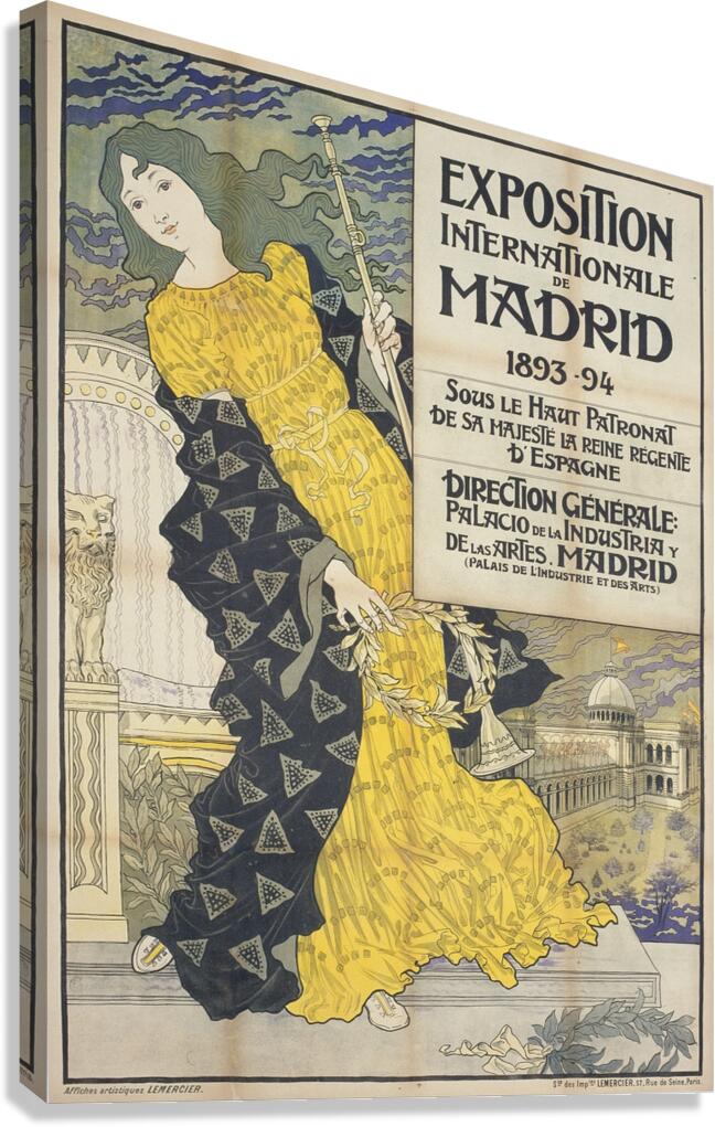 Exposition Internationale de Madrid 1893 Poster by Eugène Samuel Grasset Canvas Print