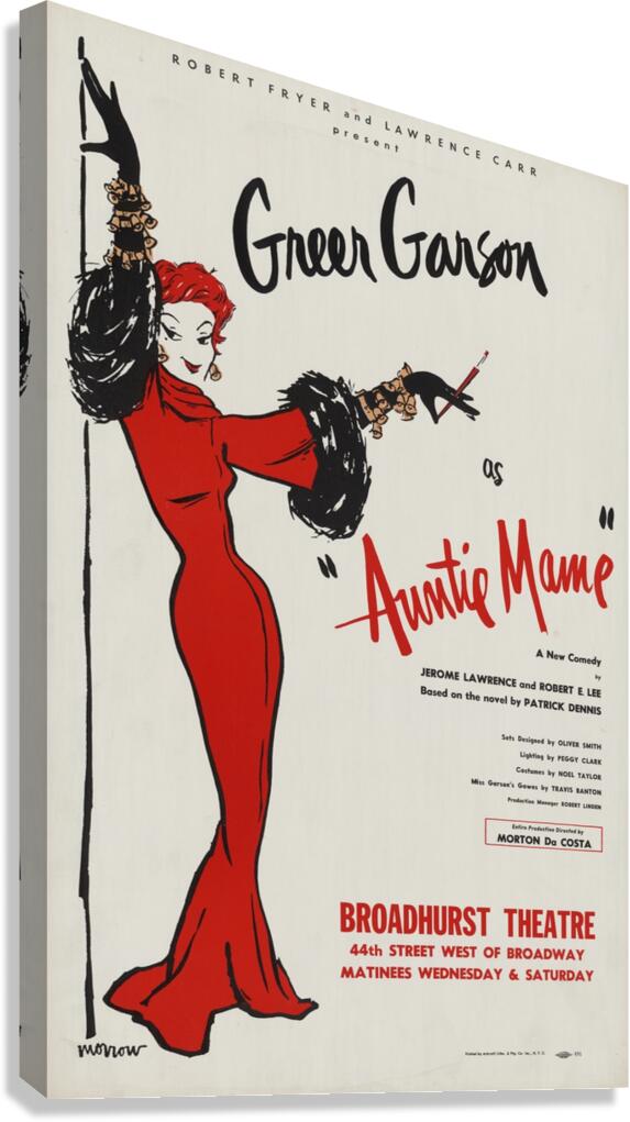 Greer Garson as ‘Auntie Mame’ 1958 Artcraft Lithograph Poster 1905–1970 Canvas Print
