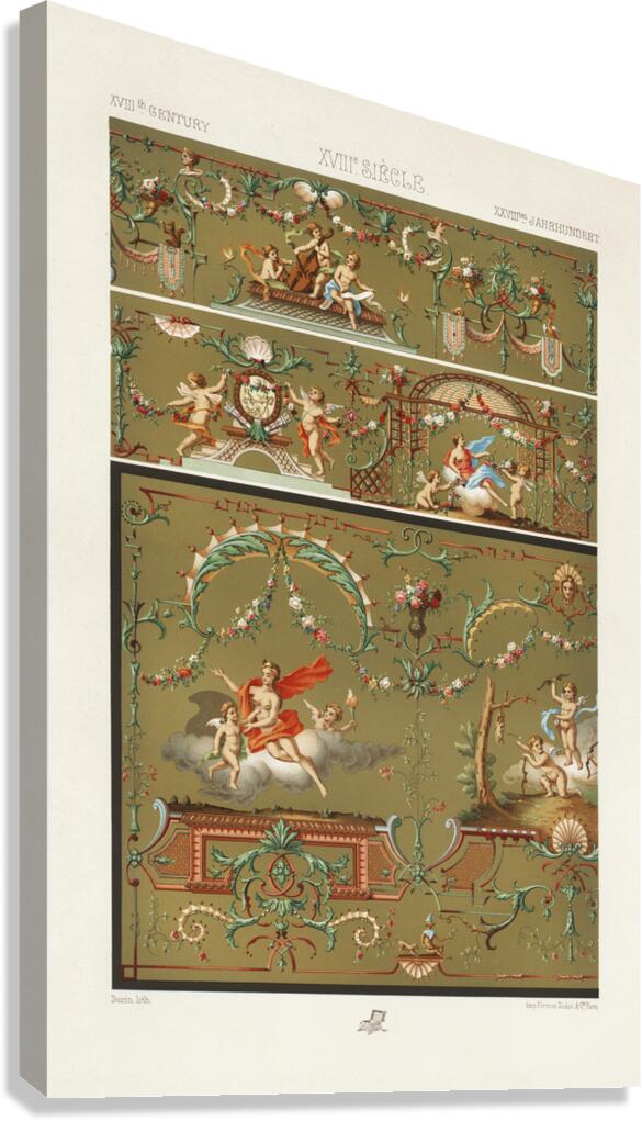 18th Century pattern. 1888 edition Lornement Polychrome by Albert Racine 1825–1893. Canvas Print